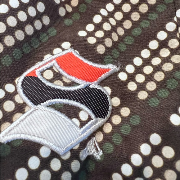 SECTION snow pants, olive green w/ white and tan dots, orange & pink accents, XL - Picture 9 of 12